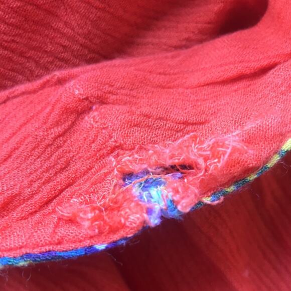 Jessica Taylor Rayon Teresa Orange Printed V-Neck Flowy Sleeveless Dress Size L - Picture 10 of 11